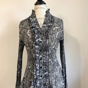 Ruffled sheer blouse by APT 9